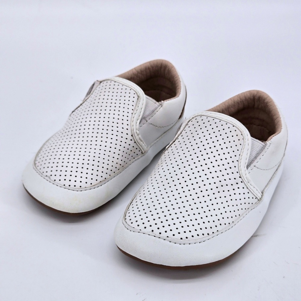 Little Love Bug White Perforated Leather Toddler Slip On Barefoot Shoes‎ Size 7
